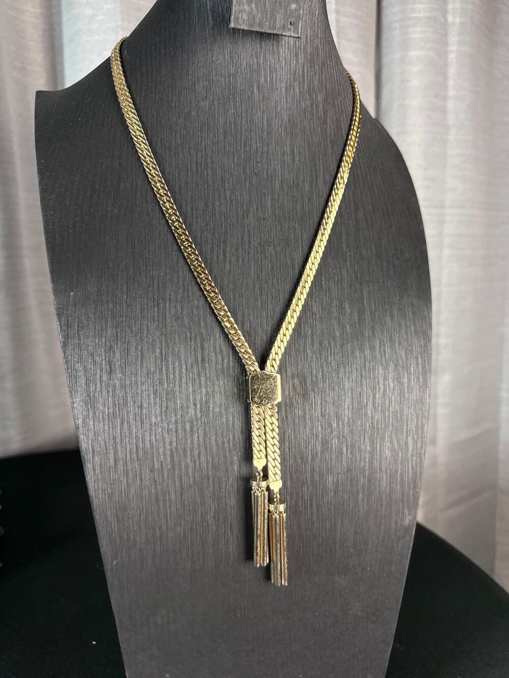 Vintage Monet Goldtone Tassel Necklace with Slide